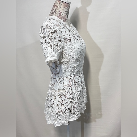 SHILLA White open lace peplum top size S. - Picture 7 of 14